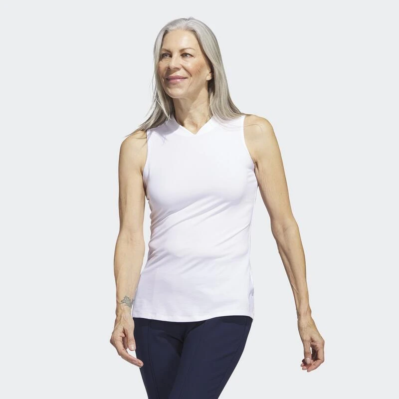 ADIDAS Embossed Mouwloos Poloshirt 3 ADIDAS Embossed Mouwloos Poloshirt