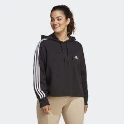 ADIDAS Essentials 3-Stripes French Terry Crop Hoodie (Grote Maat)