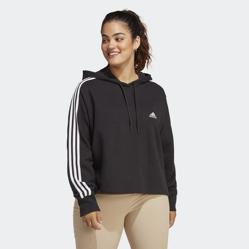 ADIDAS Essentials 3-Stripes French Terry Crop Hoodie (Grote Maat) 3 ADIDAS Essentials 3-Stripes French Terry Crop Hoodie (Grote Maat)