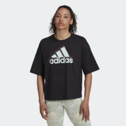 ADIDAS Essentials Multi-Colored Logo Loose Fit Cropped T-shirt
