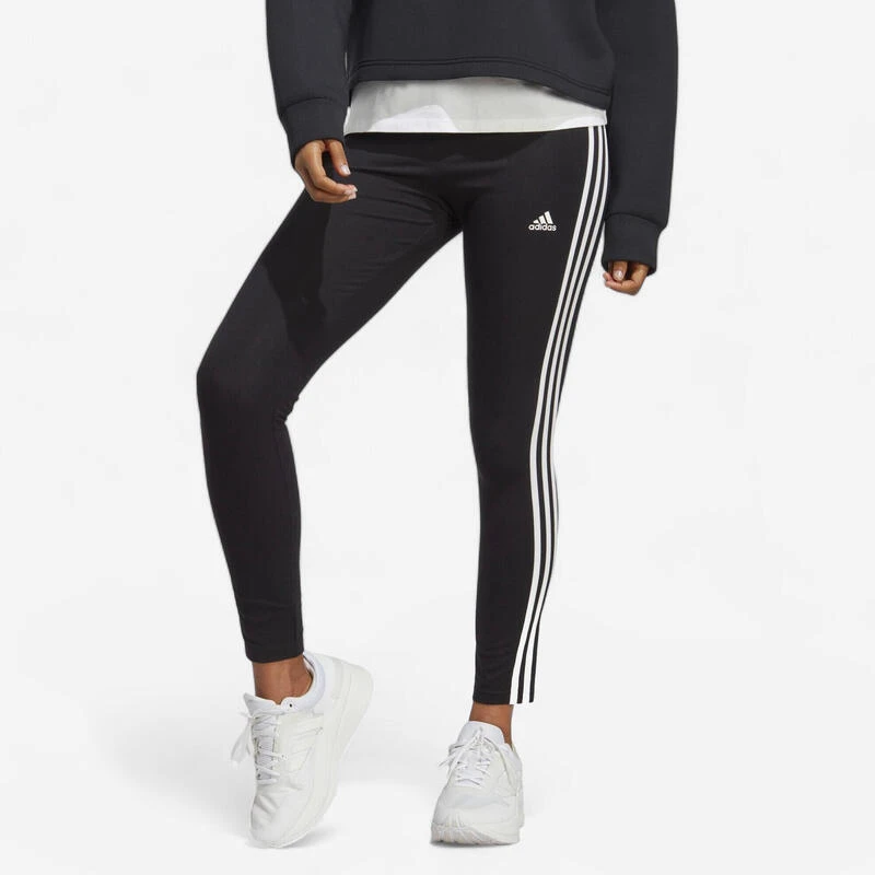 ADIDAS Fitness Legging Met Hoge Taille Voor Dames 3S Zwart En Wit 3 ADIDAS Fitness Legging Met Hoge Taille Voor Dames 3S Zwart En Wit